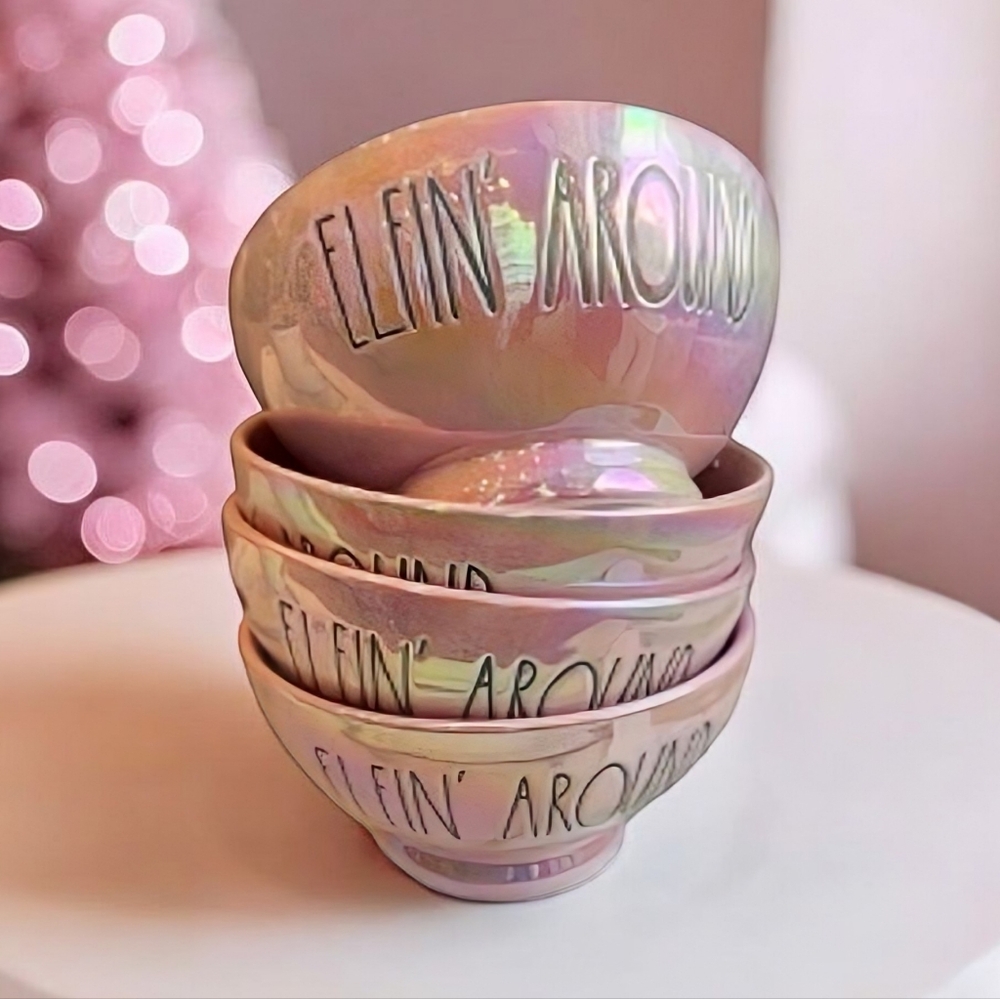 NEW Rae Dunn Iridescent Pink ELFIN' AROUND  Bowls